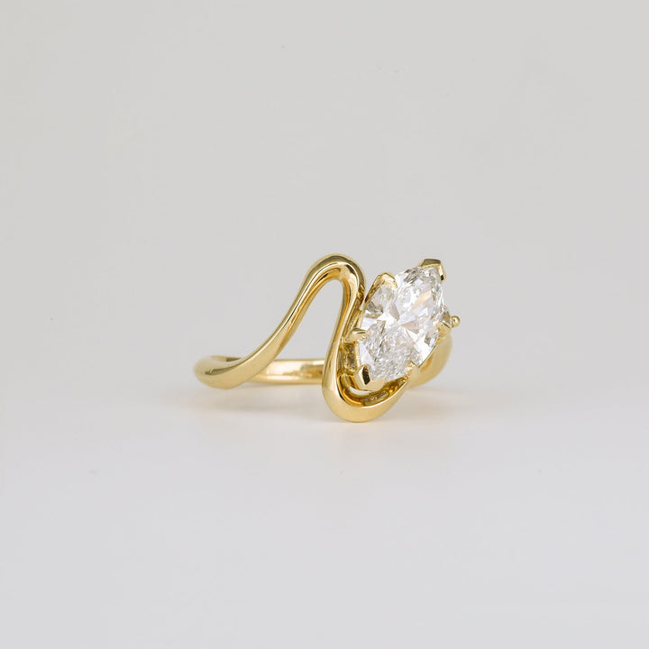 1.0CT-2.0CT Marquise Cut Lab Grown Diamond Unique Engagement Ring