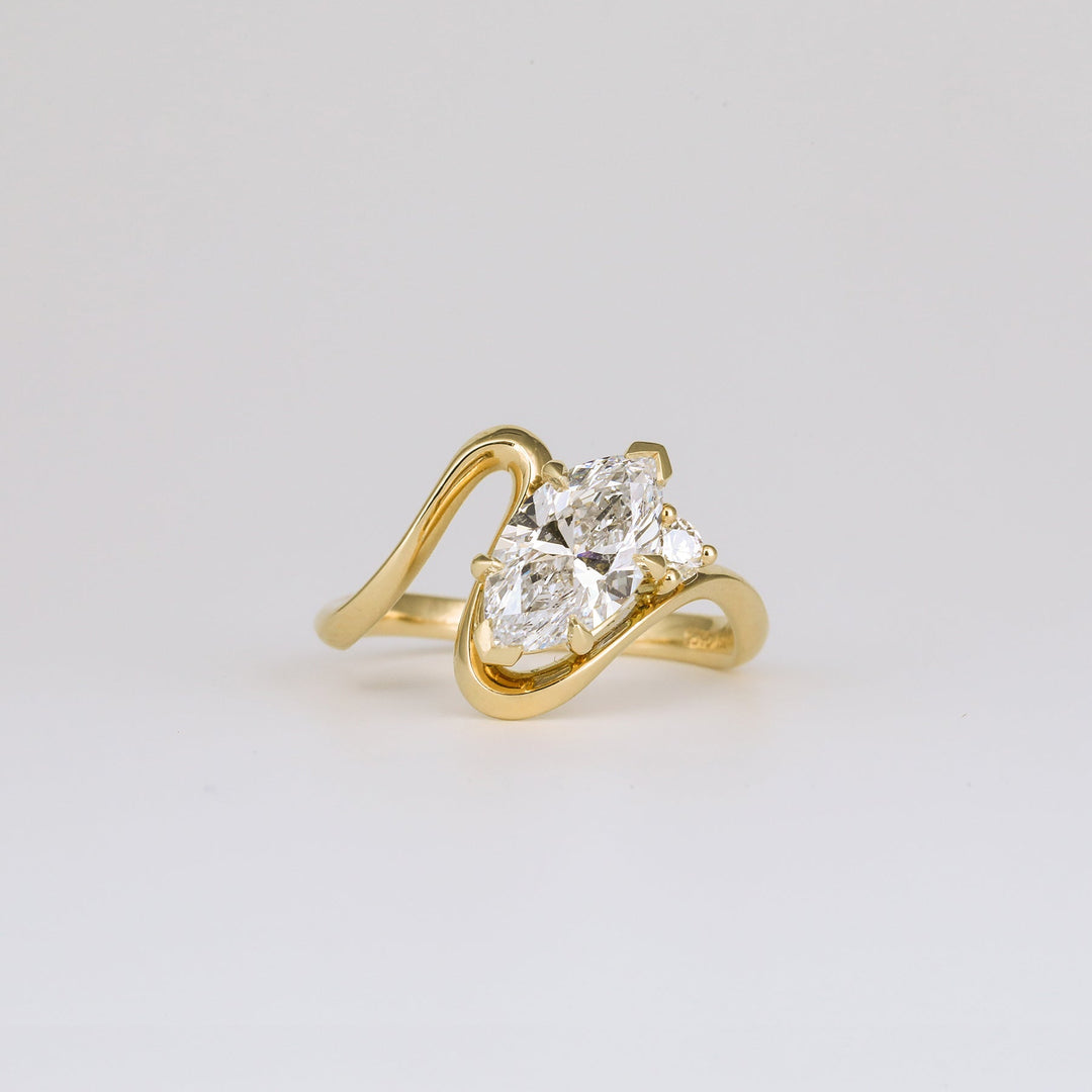 1.0CT-2.0CT Marquise Cut Lab Grown Diamond Unique Engagement Ring