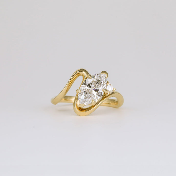 1.0CT-2.0CT Marquise Cut Lab Grown Diamond Unique Engagement Ring