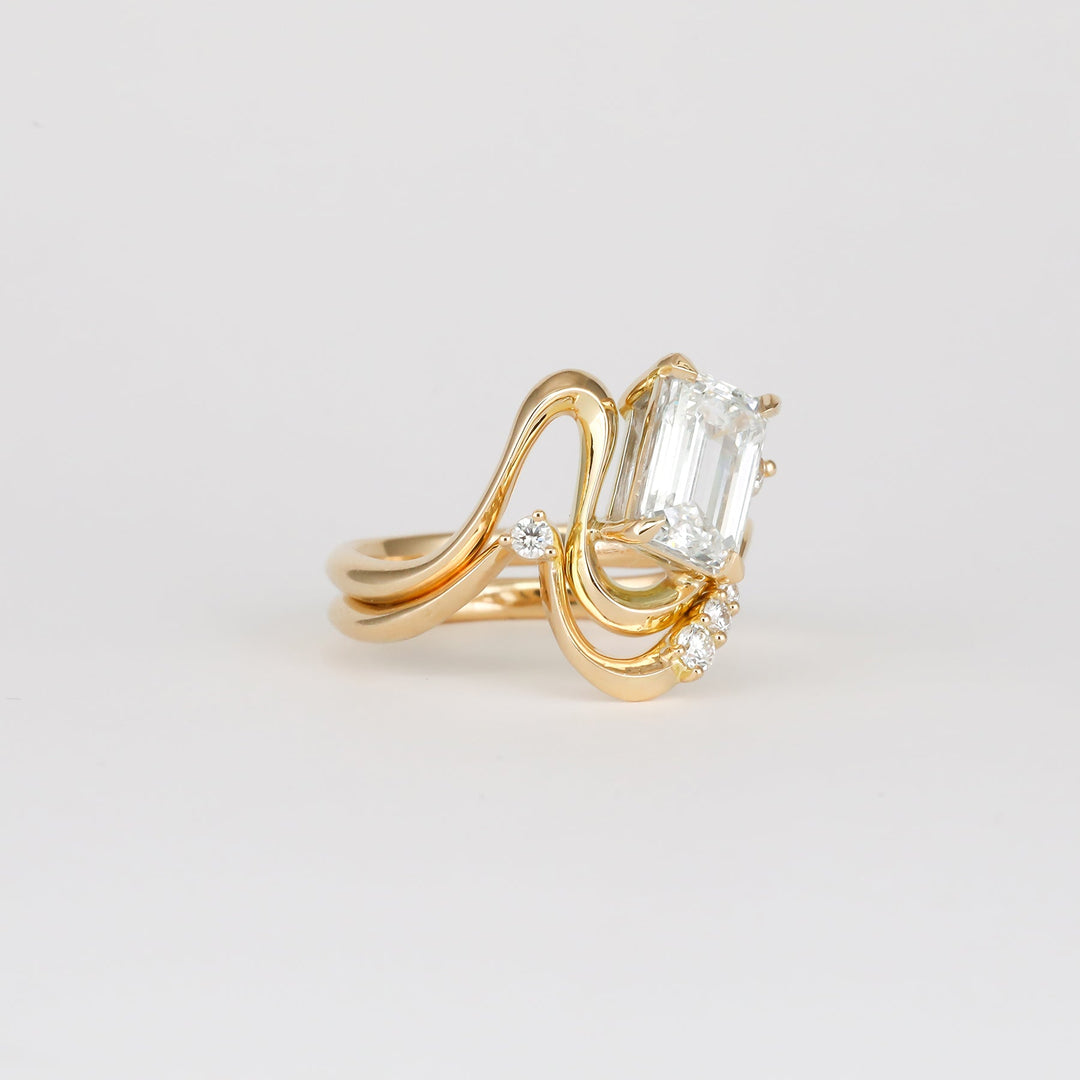 1.0CT-2.0CT Unique Emerald Cut Lab Grown Diamond Engagement Ring