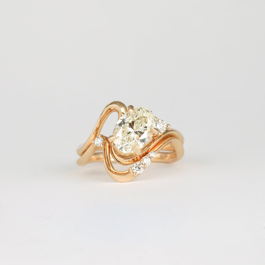 1.0CT-2.0CT Yellow Oval Cut Lab Grown Unique Diamond Engagement Ring