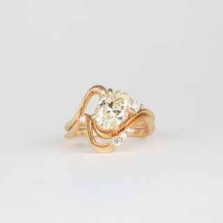1.0CT-2.0CT Yellow Oval Cut Lab Grown Unique Diamond Engagement Ring