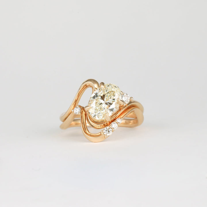 1.0CT-2.0CT Yellow Oval Cut Lab Grown Unique Diamond Engagement Ring