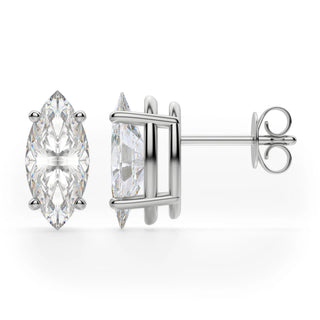 Marquise Cut Moissanite Diamond Solitaire Stud Earrings