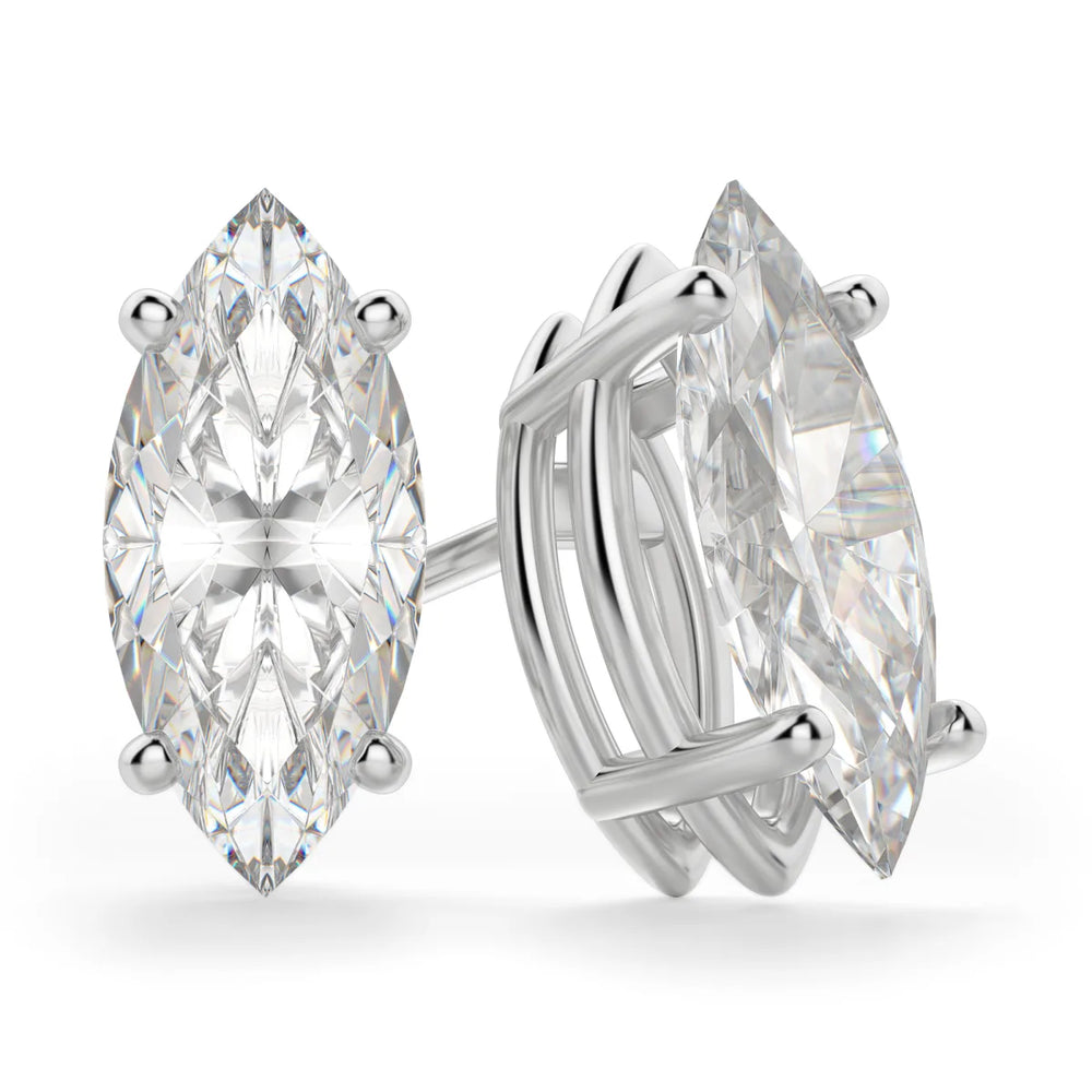 Marquise Cut Moissanite Diamond Solitaire Stud Earrings