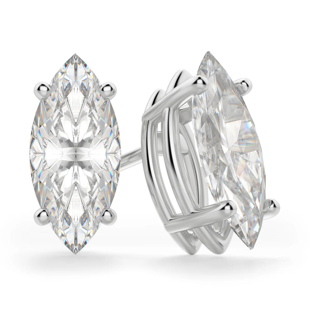 Marquise Cut Moissanite Diamond Solitaire Stud Earrings