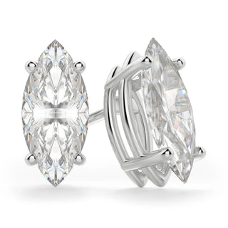 Marquise Cut Moissanite Diamond Solitaire Stud Earrings