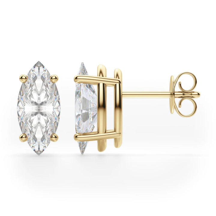 Marquise Cut Moissanite Diamond Solitaire Stud Earrings