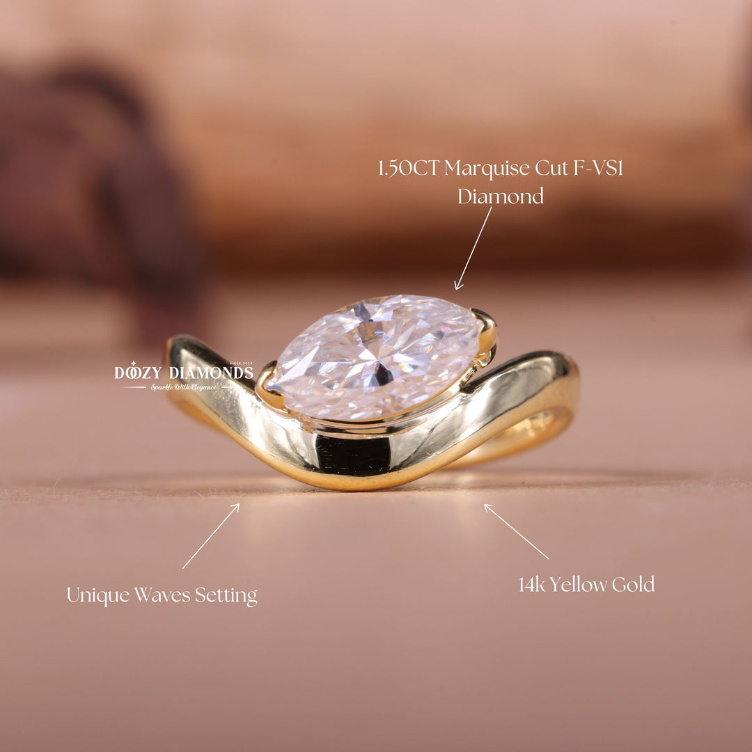 1.50CT - 2.50CT Marquise E/VS1 Lab Created East West Engagement Ring - Doozy Diamonds