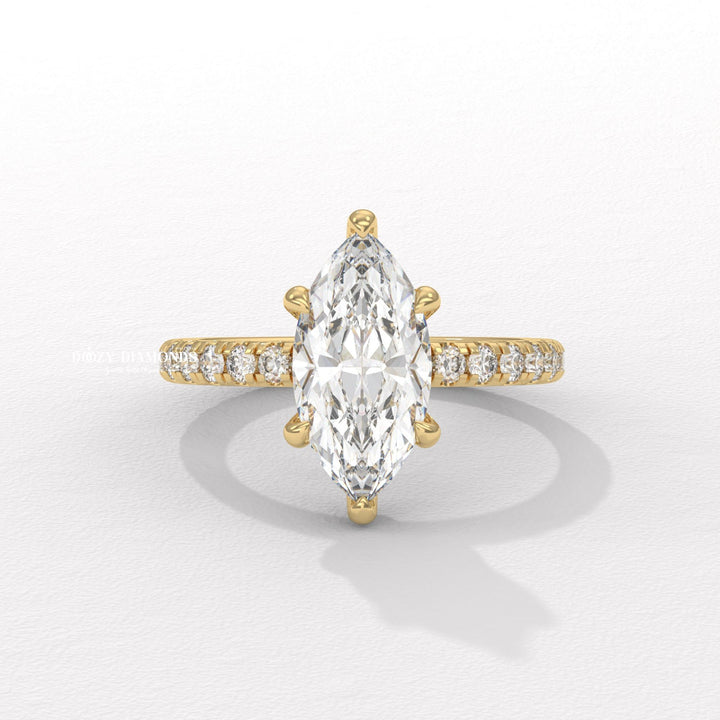 marquise engagement ring, marquise lab grown diamond ring, marquise lab diamond ring, marquise lab created diamond ring, IGI certified diamond ring, IGI certified lab diamond,