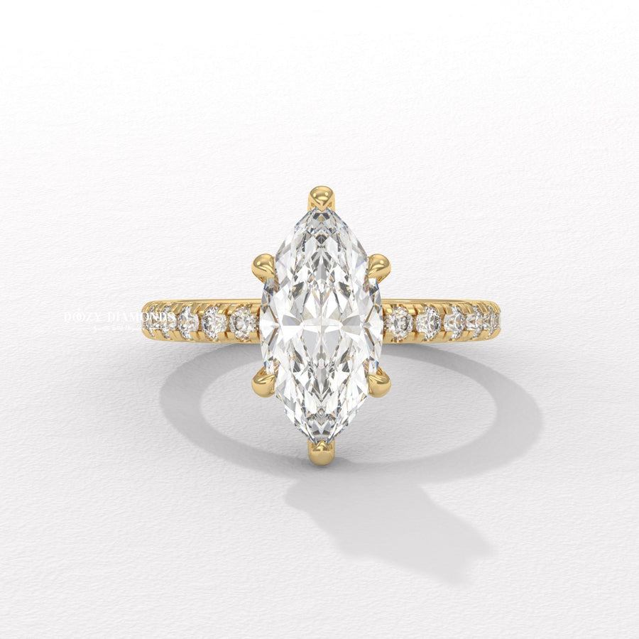 marquise engagement ring, marquise lab grown diamond ring, marquise lab diamond ring, marquise lab created diamond ring, IGI certified diamond ring, IGI certified lab diamond,