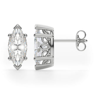 1ct Marquise Cut Moissanite Diamond Solitaire Stud Earrings