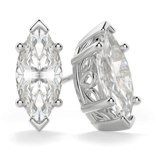 1ct Marquise Cut Moissanite Diamond Solitaire Stud Earrings