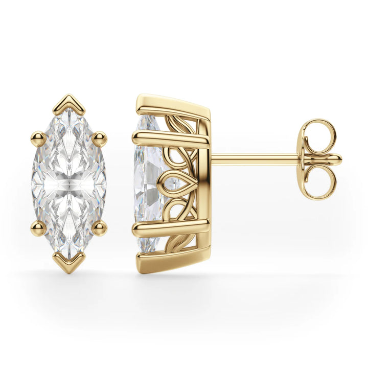 1ct Marquise Cut Moissanite Diamond Solitaire Stud Earrings