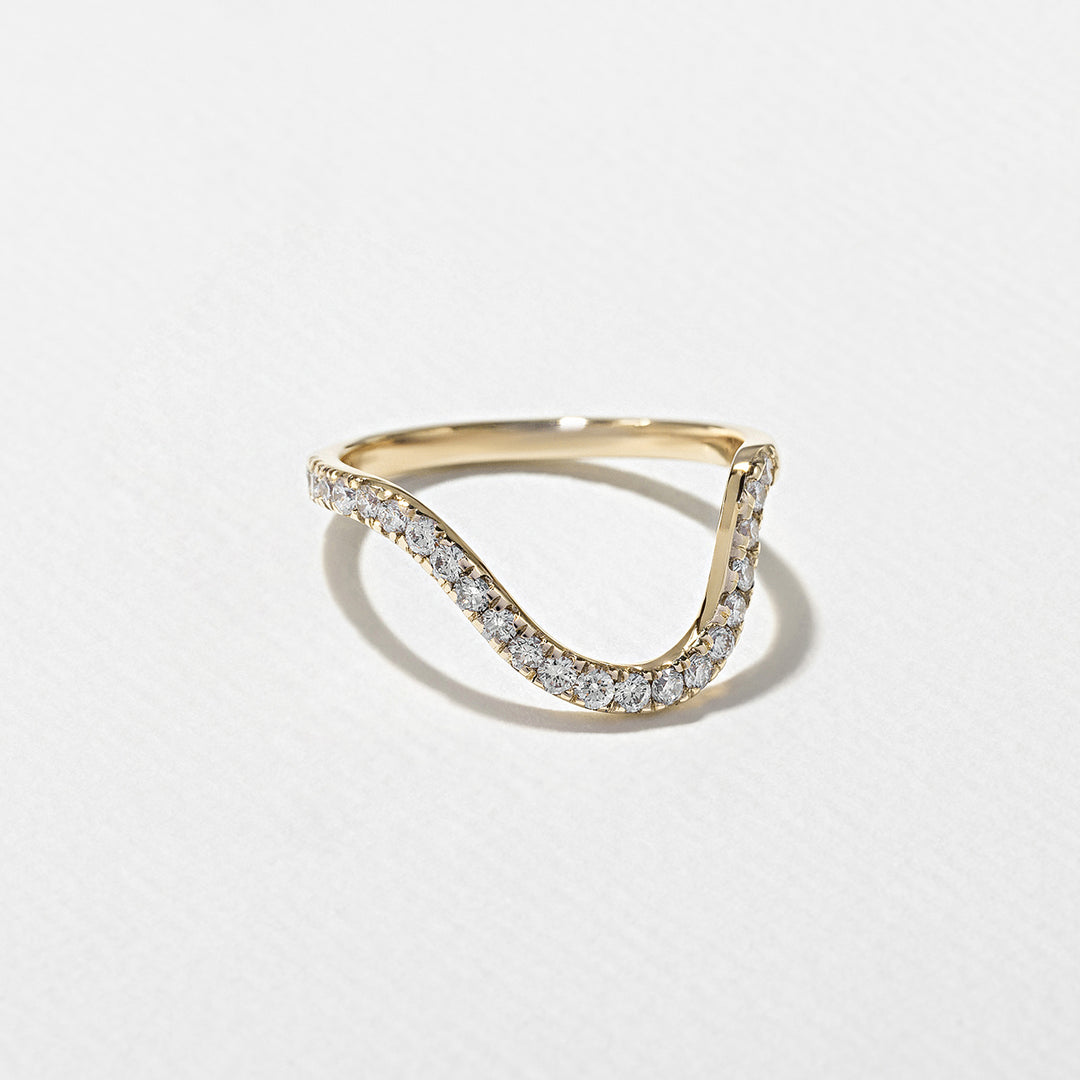 1.25CT Marquise E - VS Lab Grown Curved Wedding Ring With Curved Pave Band - Doozy Diamonds