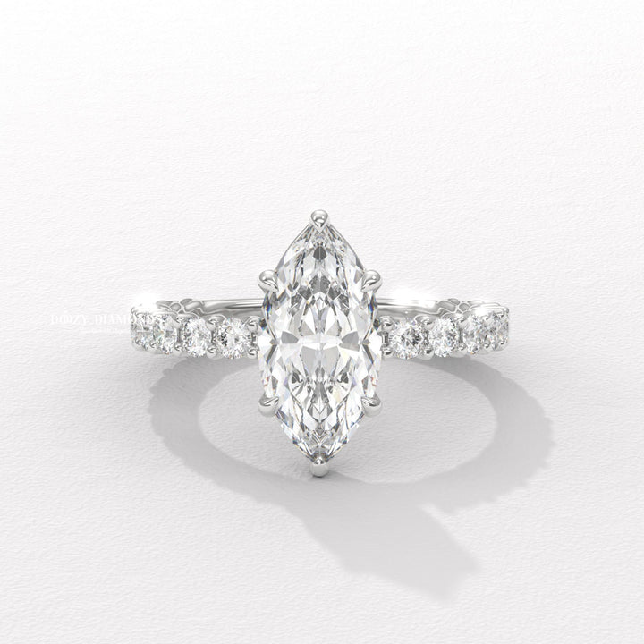 marquise hidden halo ring, marquise pave ring, marquise cathedral ring, marquise solitaire ring, marquise bezel ring, marquise prong set ring, V tip prong ring, basket setting ring, gallery rail ring,