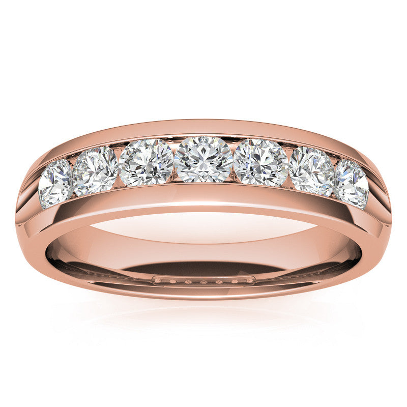 4mm Round Cut Seven Stone Moissanite Men's Wedding Band