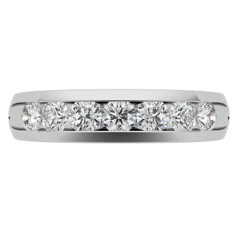 4mm Round Cut Seven Stone Moissanite Men's Wedding Band