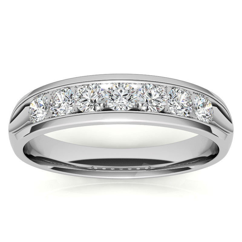 0.7ct Round Cut Channel Set Moissanite Men's Wedding Band