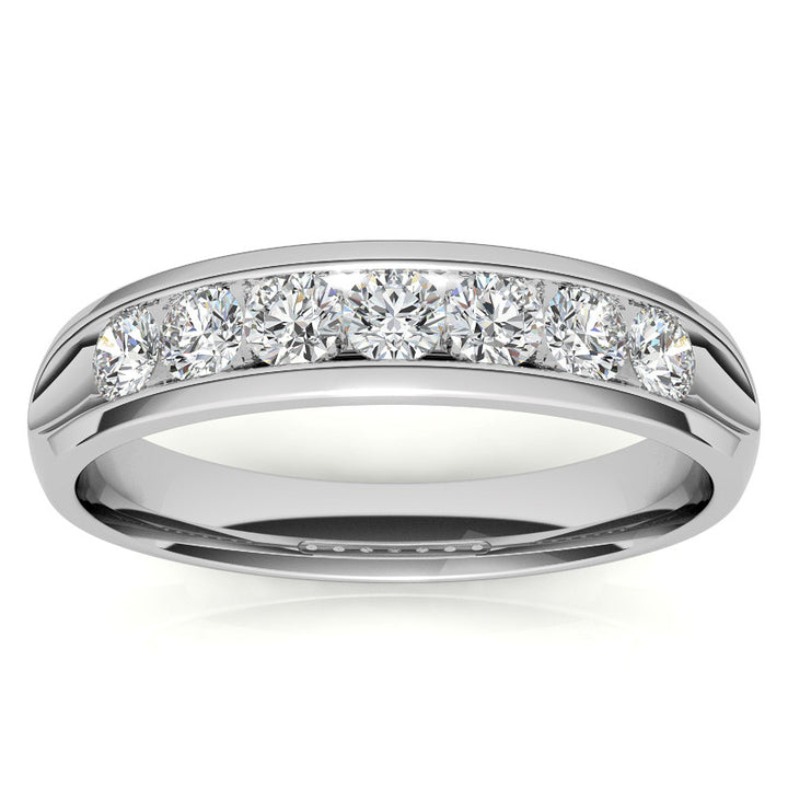0.7ct Round Cut Channel Set Moissanite Men's Wedding Band