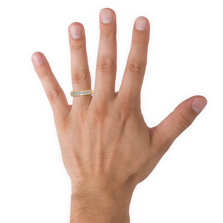 0.7ct Round Cut Channel Set Moissanite Men's Wedding Band