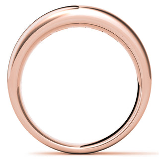 7mm Princess Cut Five Stone Moissanite Men's Wedding Band In Rose Gold