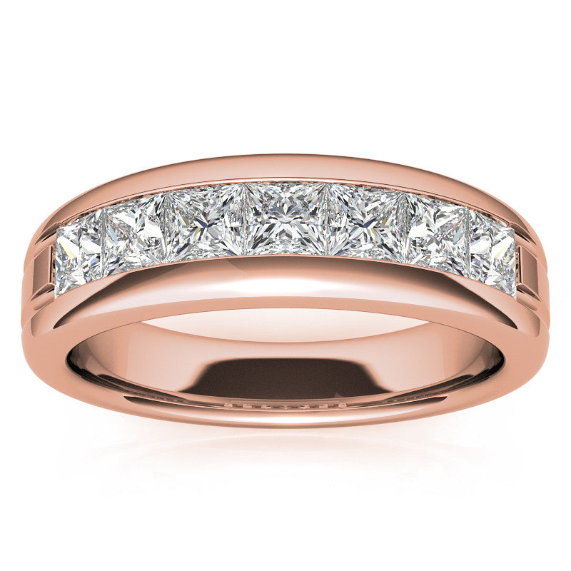 6mm Princess Cut Channel Set Moissanite Men's Wedding Band
