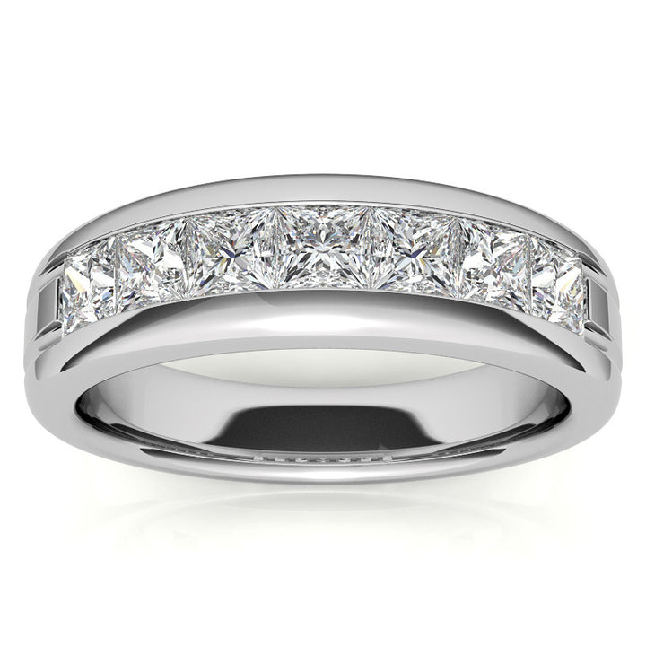6mm Princess Cut Channel Set Moissanite Men's Wedding Band