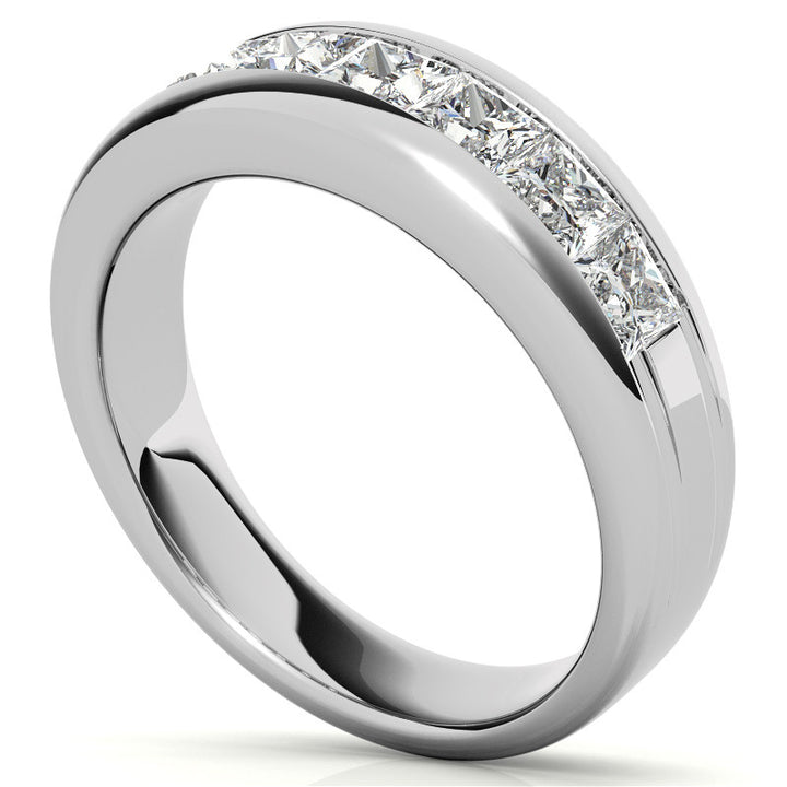 6mm Princess Cut Channel Set Moissanite Men's Wedding Band