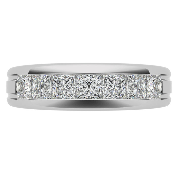 6mm Princess Cut Channel Set Moissanite Men's Wedding Band