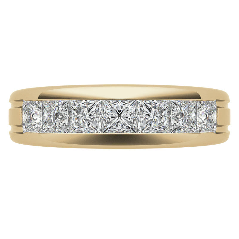 6mm Princess Cut Channel Set Moissanite Men's Wedding Band