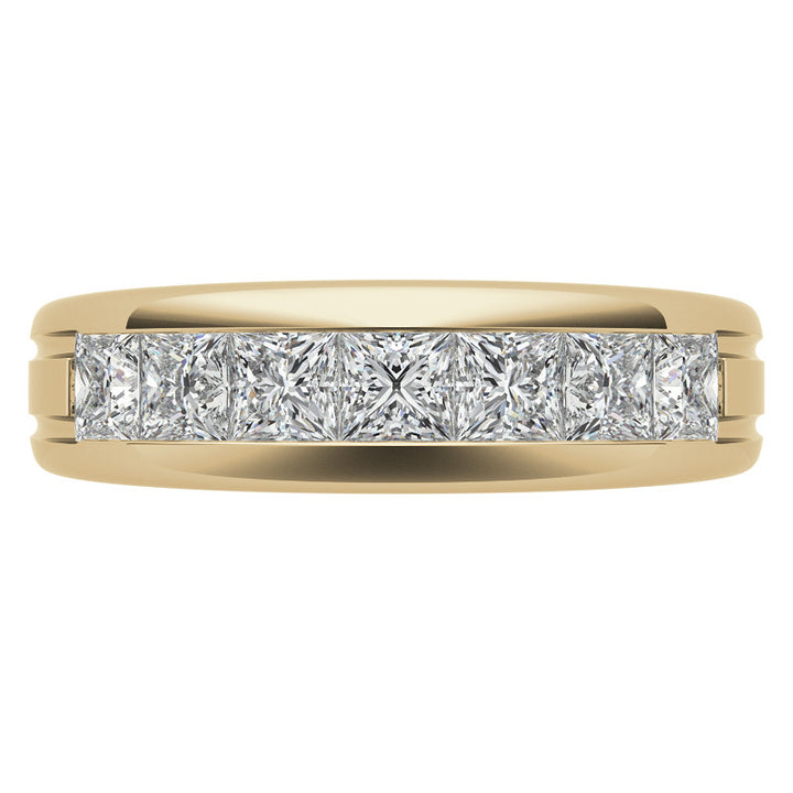 6mm Princess Cut Channel Set Moissanite Men's Wedding Band