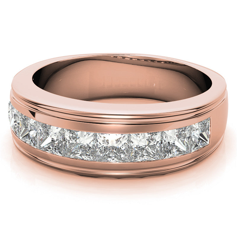 7mm Princess Cut Channel Set Moissanite Men's Wedding Band