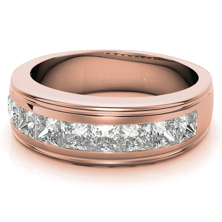 7mm Princess Cut Channel Set Moissanite Men's Wedding Band
