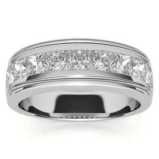 7mm Princess Cut Channel Set Moissanite Men's Wedding Band