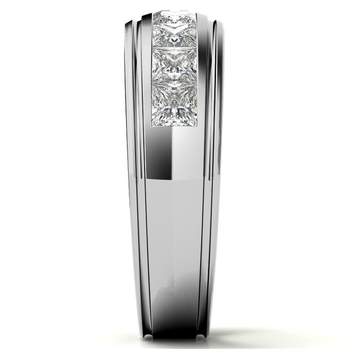 7mm Princess Cut Channel Set Moissanite Men's Wedding Band