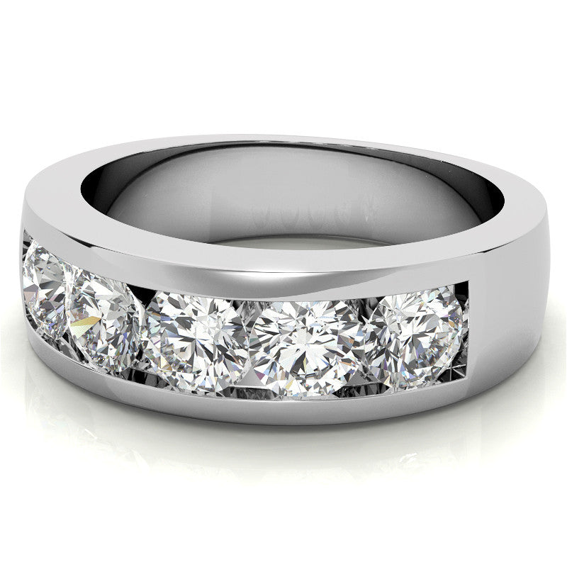 7mm Round Cut Channel Set Moissanite Men's Wedding Band