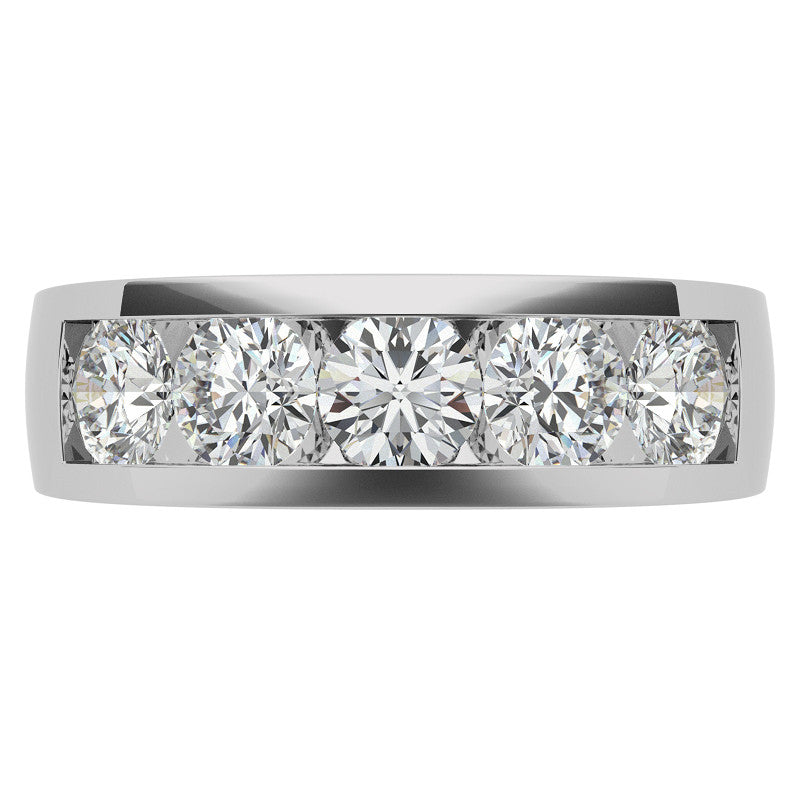 7mm Round Cut Channel Set Moissanite Men's Wedding Band