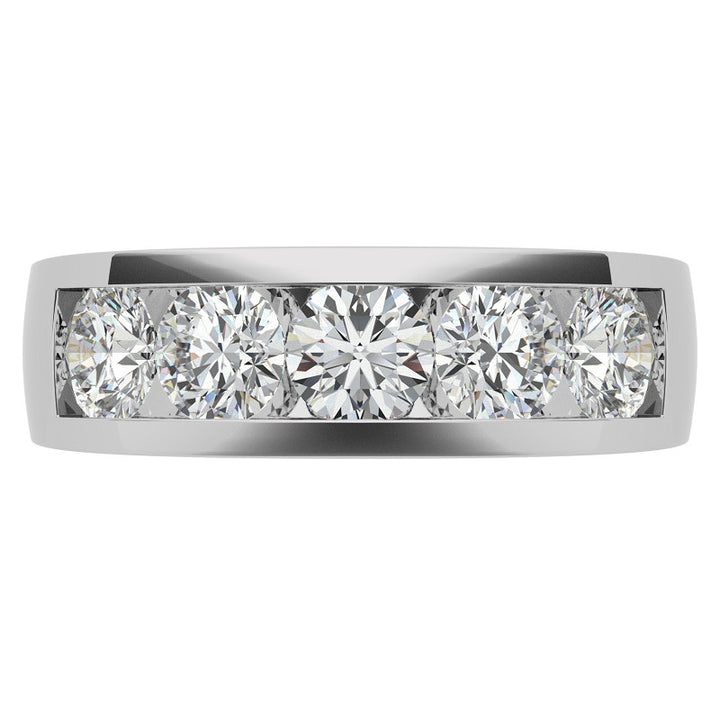 7mm Round Cut Channel Set Moissanite Men's Wedding Band