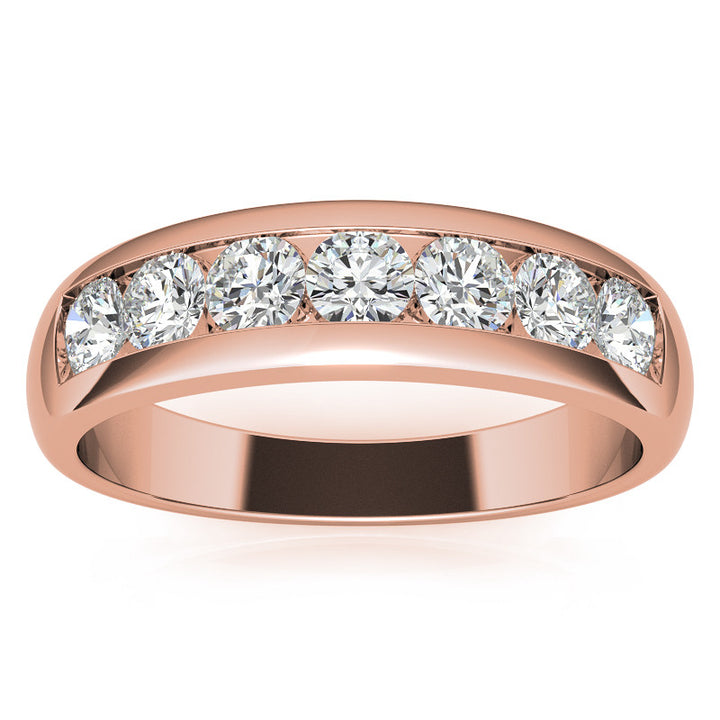 6mm Round Cut Seven Stone Moissanite Men's Wedding Band