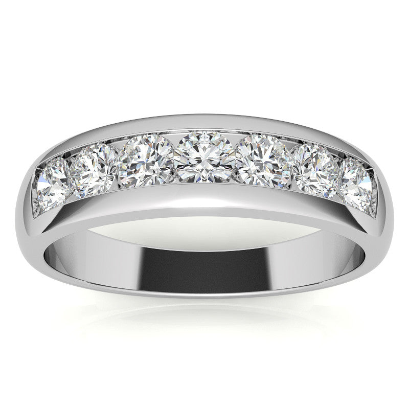 6mm Round Cut Seven Stone Moissanite Men's Wedding Band