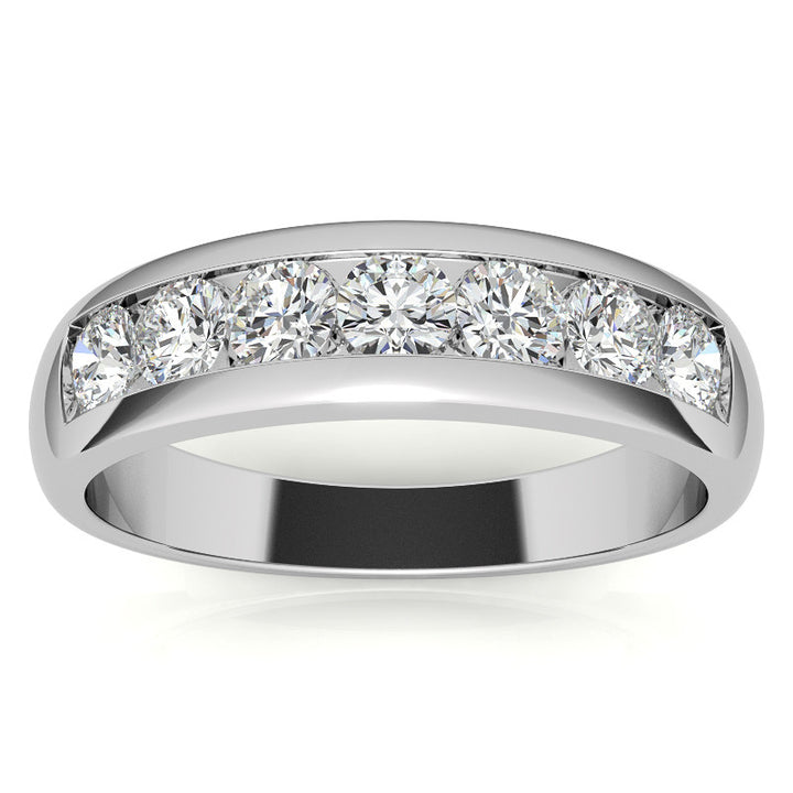6mm Round Cut Seven Stone Moissanite Men's Wedding Band