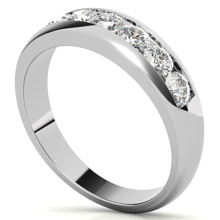 6mm Round Cut Seven Stone Moissanite Men's Wedding Band