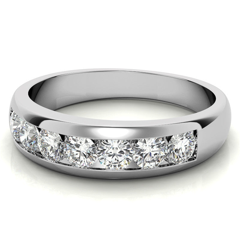 6mm Round Cut Seven Stone Moissanite Men's Wedding Band