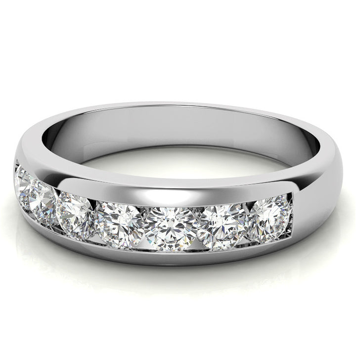 6mm Round Cut Seven Stone Moissanite Men's Wedding Band