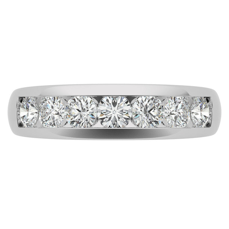6mm Round Cut Seven Stone Moissanite Men's Wedding Band