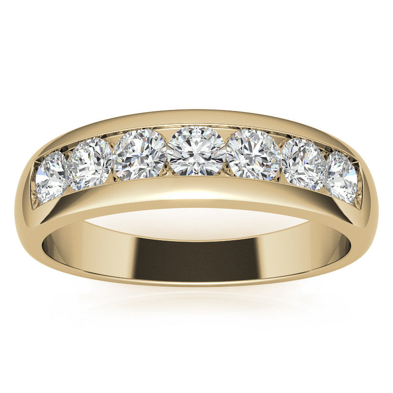 6mm Round Cut Seven Stone Moissanite Men's Wedding Band