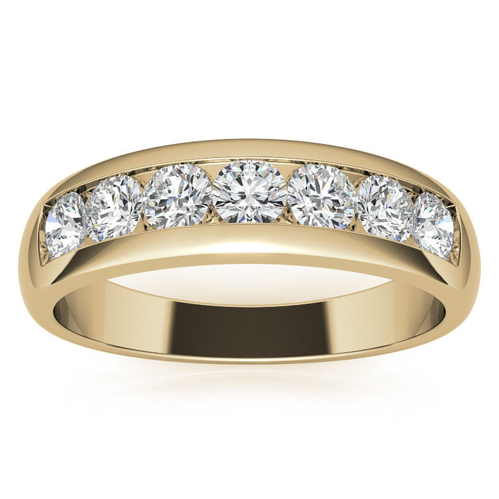 6mm Round Cut Seven Stone Moissanite Men's Wedding Band