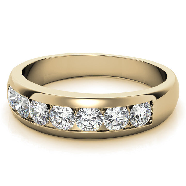 6mm Round Cut Seven Stone Moissanite Men's Wedding Band