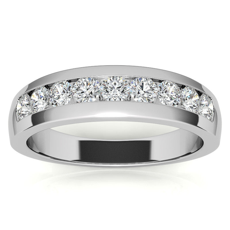 0.9ct Round Cut Moissanite Channel Set Men's Wedding Band